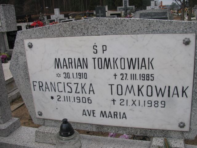 Franciszka Tomkowiak 1906 Wągrowiec - Grobonet - Wyszukiwarka osób pochowanych